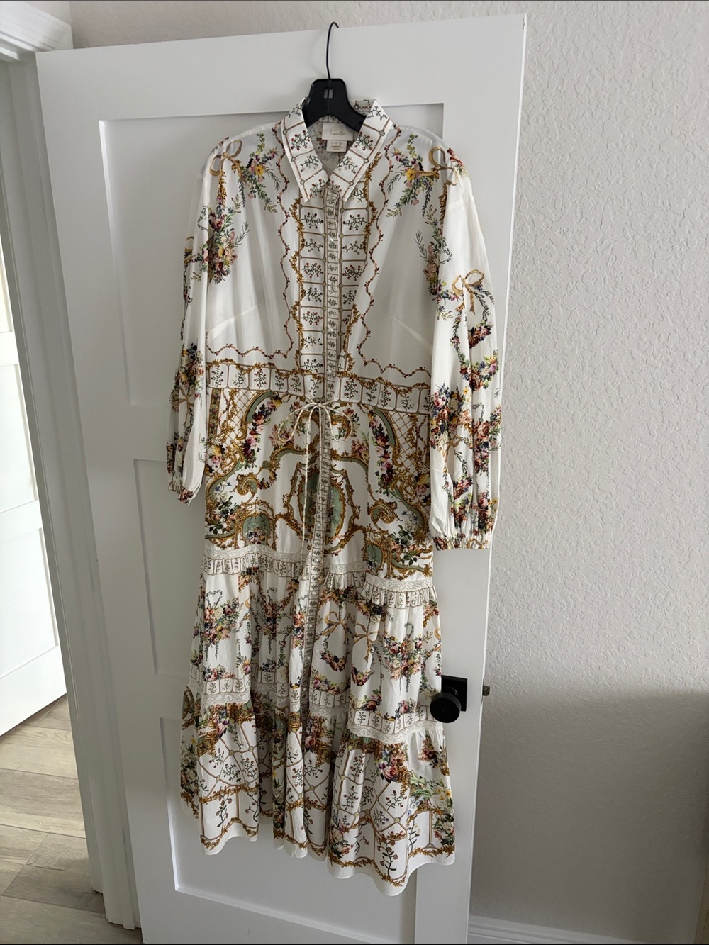 Camilla Ivory Floral Baroque Maxi Shirt Dress